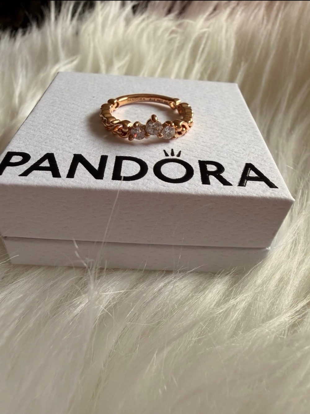 Pandora Regal Swirl Tiara Ring Rose Gold